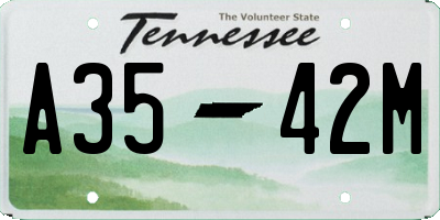 TN license plate A3542M