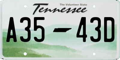 TN license plate A3543D