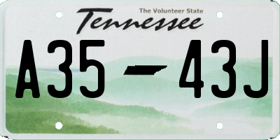 TN license plate A3543J