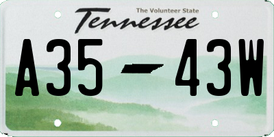 TN license plate A3543W