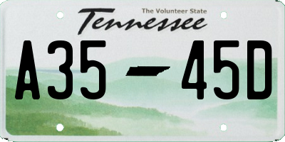 TN license plate A3545D