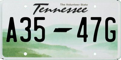 TN license plate A3547G