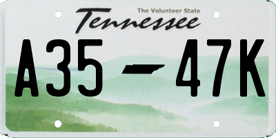 TN license plate A3547K
