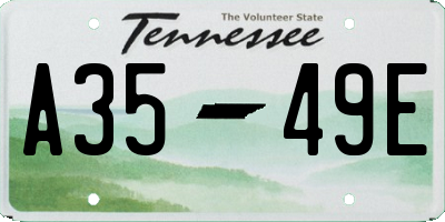 TN license plate A3549E