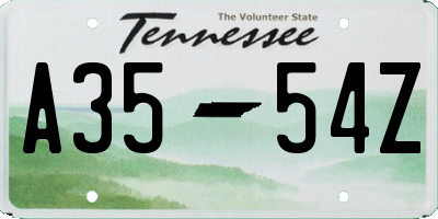 TN license plate A3554Z