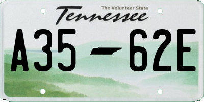 TN license plate A3562E
