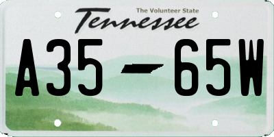 TN license plate A3565W