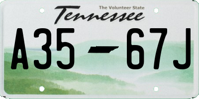 TN license plate A3567J