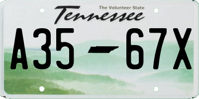 TN license plate A3567X
