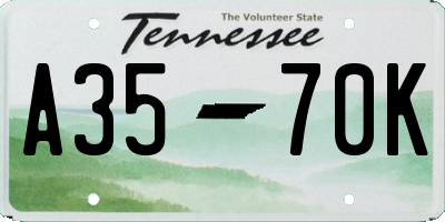 TN license plate A3570K