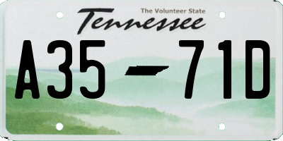 TN license plate A3571D