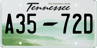 TN license plate A3572D