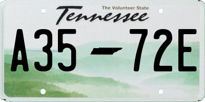 TN license plate A3572E