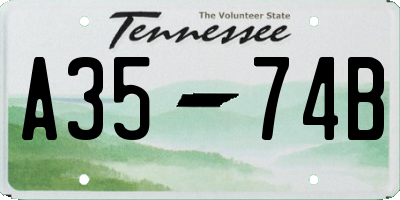 TN license plate A3574B