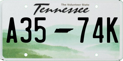 TN license plate A3574K