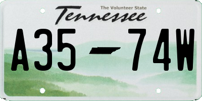 TN license plate A3574W