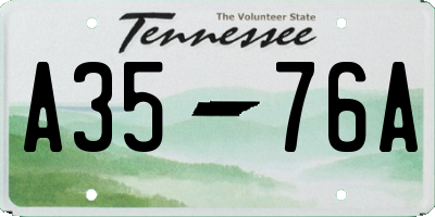 TN license plate A3576A