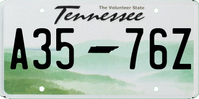 TN license plate A3576Z