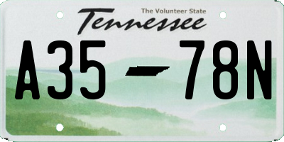 TN license plate A3578N