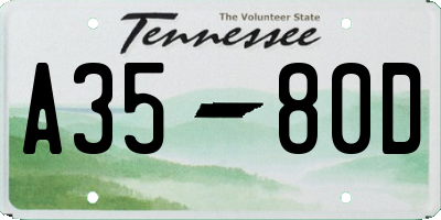 TN license plate A3580D