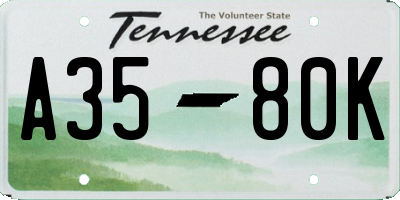 TN license plate A3580K