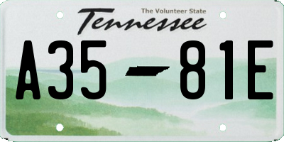 TN license plate A3581E