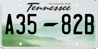 TN license plate A3582B