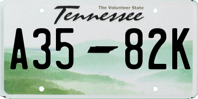 TN license plate A3582K