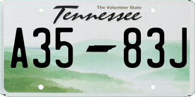 TN license plate A3583J