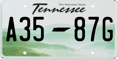 TN license plate A3587G
