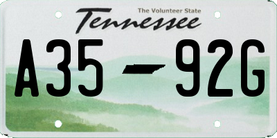 TN license plate A3592G