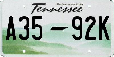 TN license plate A3592K