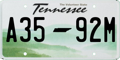 TN license plate A3592M