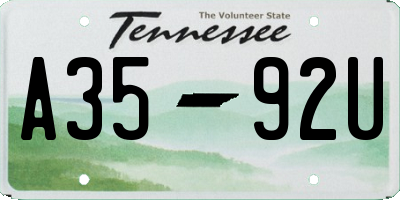TN license plate A3592U