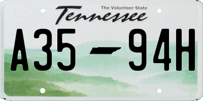 TN license plate A3594H