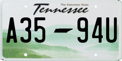 TN license plate A3594U