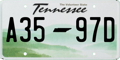 TN license plate A3597D