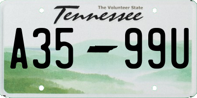 TN license plate A3599U