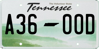 TN license plate A3600D