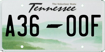 TN license plate A3600F