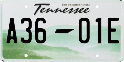 TN license plate A3601E