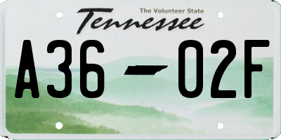 TN license plate A3602F