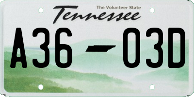 TN license plate A3603D