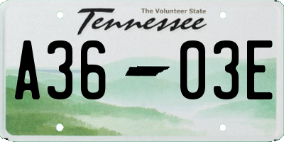 TN license plate A3603E
