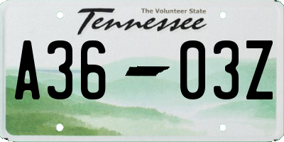 TN license plate A3603Z