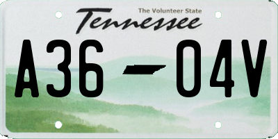 TN license plate A3604V