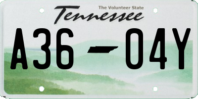 TN license plate A3604Y