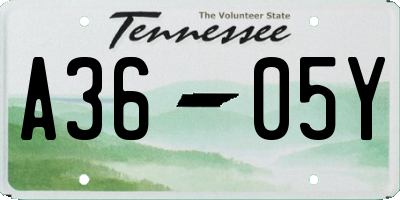 TN license plate A3605Y