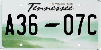 TN license plate A3607C