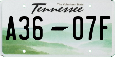 TN license plate A3607F